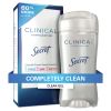 Secret Clinical Strength Clear Gel Antiperspirant and Deodorant, Completely Clean, 2.6 oz