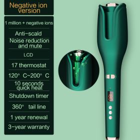 Multi-Automatic Hair Curler Hair Curling Iron LCD Ceramic Rotating Hair Waver Magic Curling Wand Irons Hair Styling Tools (Color: Green negative ion)